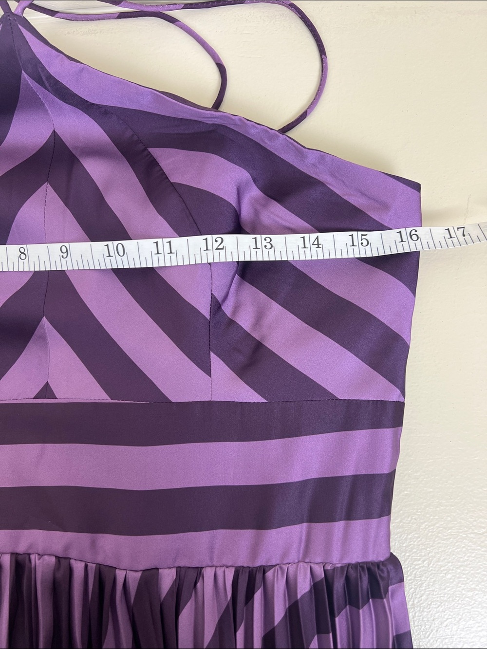 NWT Anthropologie Hutch Dolly Halter Pleated Maxi Dress Purple Striped Medium - Picture 10 of 12